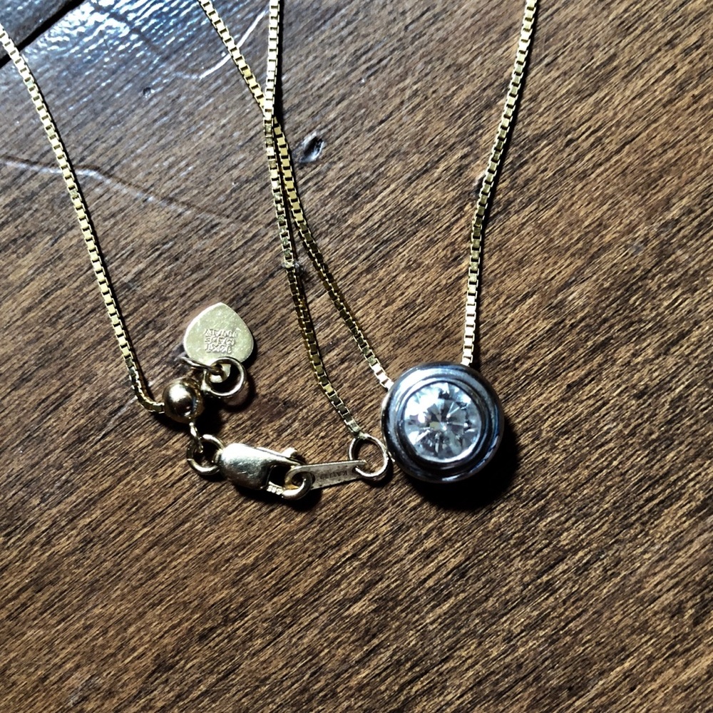 Diamond Cushion Cut Solitaire Necklace in 14k Gold - Picture 3 of 8
